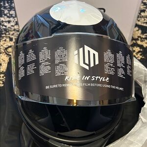 ILM Full Face Motorcycle Street Bike Helmet ILM 313 Matte Black DOT Size M
